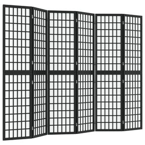 vidaXL 6-tlg. Paravent Japanischer Stil Faltbar 240x170 cm Schwarz