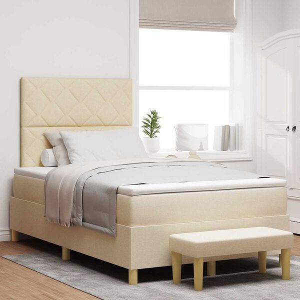 vidaXL Boxspringbett mit Matratze Creme 120 x 190 cm Stoff