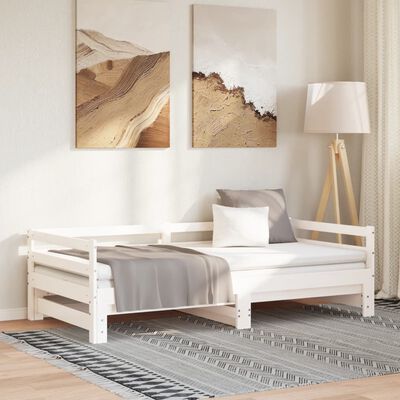 vidaXL Ausziehbares Tagesbett Weiß Massivholz Kiefer 2x(90x200) cm