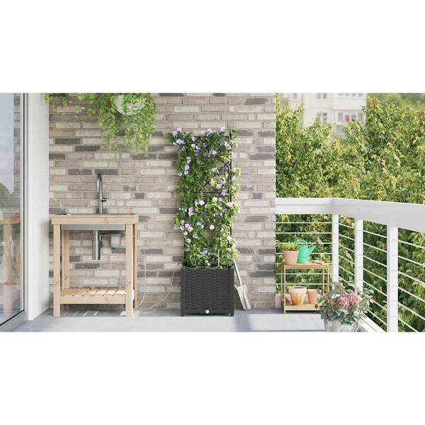 vidaXL Garten-Pflanzgef&auml;&szlig; Schwarz 40 x 40 x 142 cm Stahl