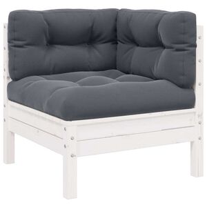 vidaXL Garten-Ecksofa mit Kissen Wei&szlig; Massivholz Kiefer