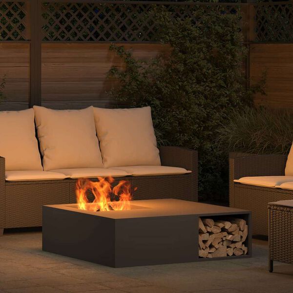 vidaXL Feuerstelle Schwarz 100 x 100 x 30 cm Stahl