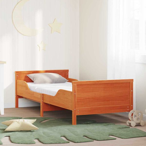 vidaXL Bettrahmen mit Matratze Braun 80 x 200 cm Massives Kiefernholz