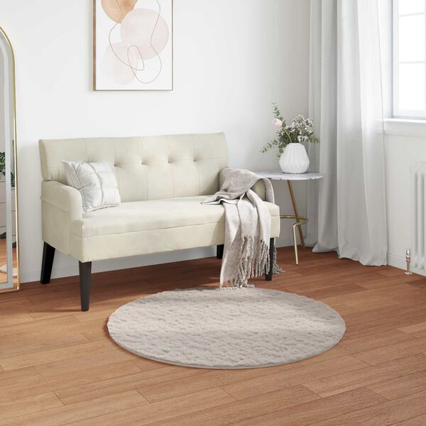 vidaXL Kunstfell Hasen Teppich Olite Beige &Oslash; 120 cm Polyester