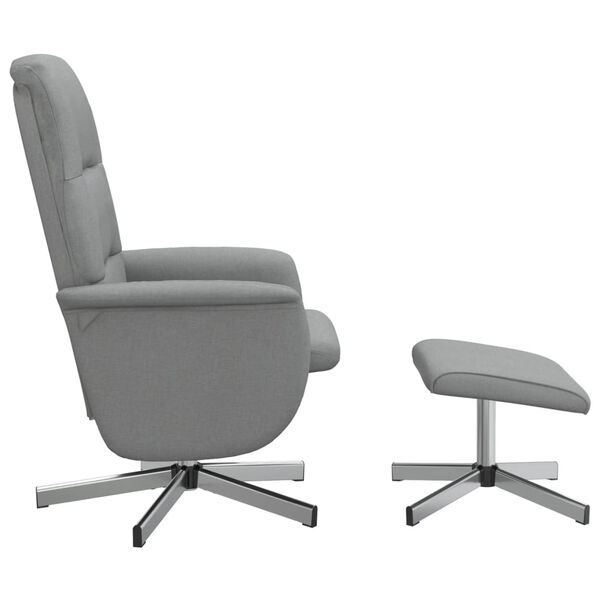 vidaXL Relaxsessel mit Fu&szlig;hocker Hellgrau Stoff