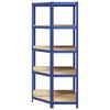 vidaXL Eckregal mit 5 B&ouml;den Blau Stahl & Holzwerkstoff