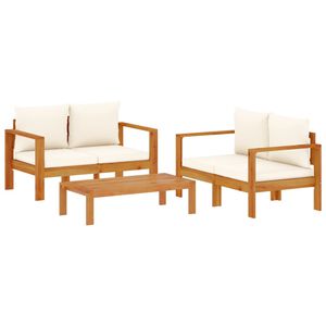 vidaXL 3-tlg. Garten-Sofagarnitur mit Kissen Massivholz Akazie