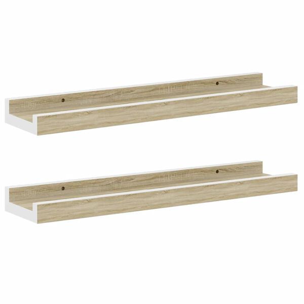 vidaXL Wandregale 2 Stk. Wei&szlig; und Sonoma-Eiche 40x9x3 cm