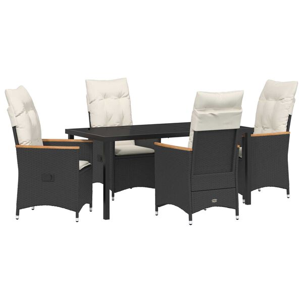 vidaXL Garten Essgruppe mit Kissen 5 pcs Schwarz Poly-Rattan