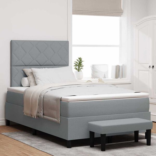 vidaXL Boxspringbett mit Matratze Hellgrau 120 x 190 cm Stoff