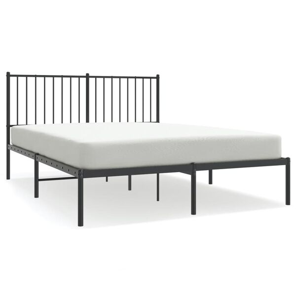 vidaXL Bettgestell mit Kopfteil Metall Schwarz 140x190 cm