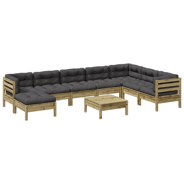 vidaXL 9-tlg. Garten-Sofagarnitur mit Kissen Kiefernholz Impr&auml;gniert