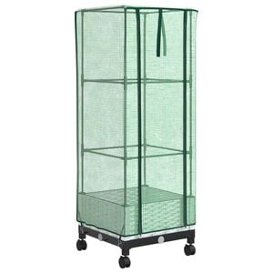 vidaXL Gartenplanter mit Gew&auml;chshausabdeckung und R&auml;dern Wei&szlig; PP