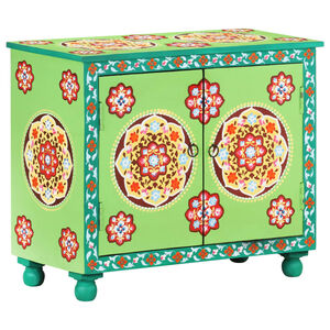 vidaXL Sideboard Handbemalt Mehrfarbig 70x35x60 cm Mango Massivholz