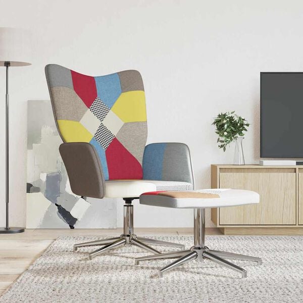 vidaXL Relaxsessel mit Hocker Patchwork Stoff