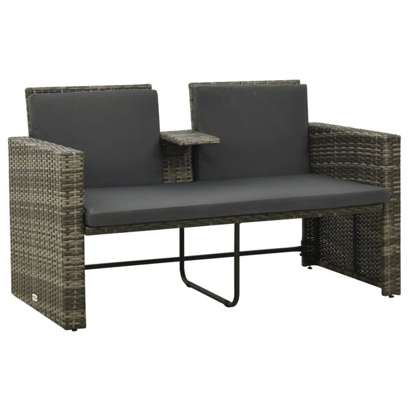 vidaXL 3-tlg. Garten-Lounge-Set mit Auflagen Poly Rattan Grau