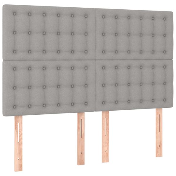 vidaXL LED Kopfteil Hellgrau 144x5x118/128 cm Stoff