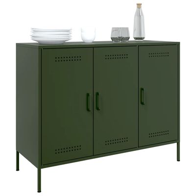 vidaXL Sideboard Olivgrün 100,5x39x79 cm Kaltgewalzter Stahl