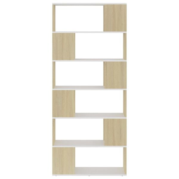vidaXL B&uuml;cherregal Raumteiler Wei&szlig; Sonoma-Eiche 80x24x186 cm