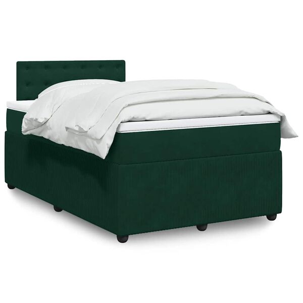 vidaXL Boxspringbett mit Matratze Dunkelgr&uuml;n 120x200 cm Samt