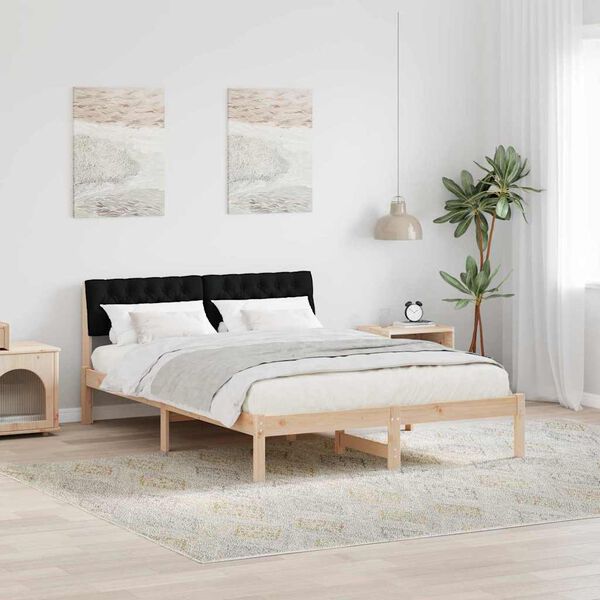 vidaXL Bettgestell Braun und Schwarz 150 x 200 cm Massivholz Kiefer