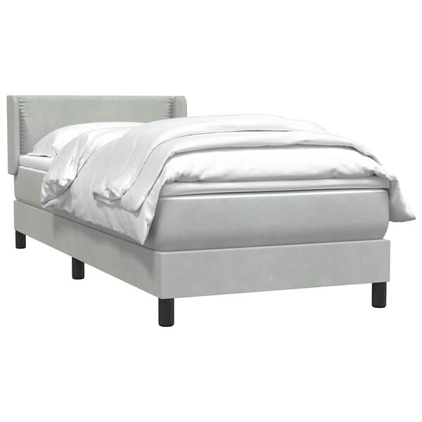vidaXL Boxspringbett mit Matratze Hellgrau 100x220 cm Samt