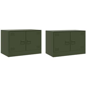 vidaXL TV-Schr&auml;nke 2 Stk. Olivgr&uuml;n 67x39x44 cm Stahl