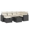 vidaXL 7-tlg. Garten-Sofagarnitur mit Kissen Schwarz Poly Rattan