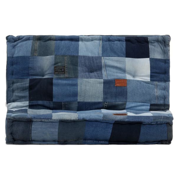 vidaXL Pouf Quadratisch 100x100x20 cm Denim Patchwork