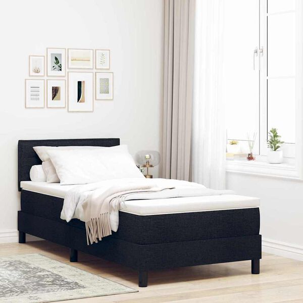 vidaXL Boxspringbett mit Matratze mit LED Schwarz 90 x 190 cm Stoff