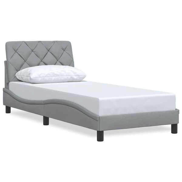 vidaXL Bettgestell ohne Matratze Hellgrau 90x190 cm Stoff