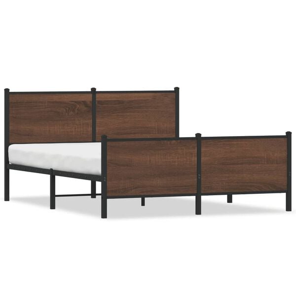vidaXL Metallbett ohne Matratze Braun Eichen-Optik 140x200 cm