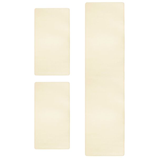 vidaXL Hochflor-Bettvorleger 3 Stk. Cremeweiß