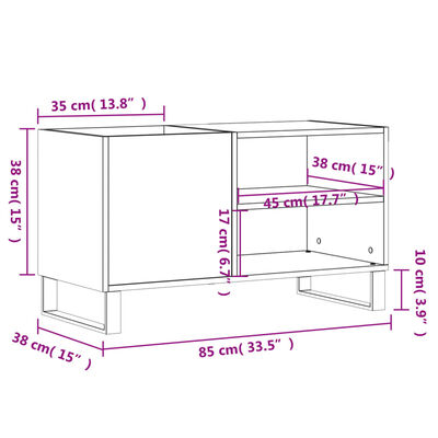 vidaXL Plattenschrank Räuchereiche 85x38x48 cm Holzwerkstoff