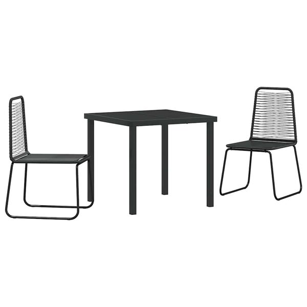 vidaXL Garten Essgruppe 3 pcs Schwarz Pulverbeschichteter Stahl