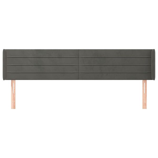 vidaXL Kopfteil mit Ohren Dunkelgrau 183x16x78/88 cm Samt