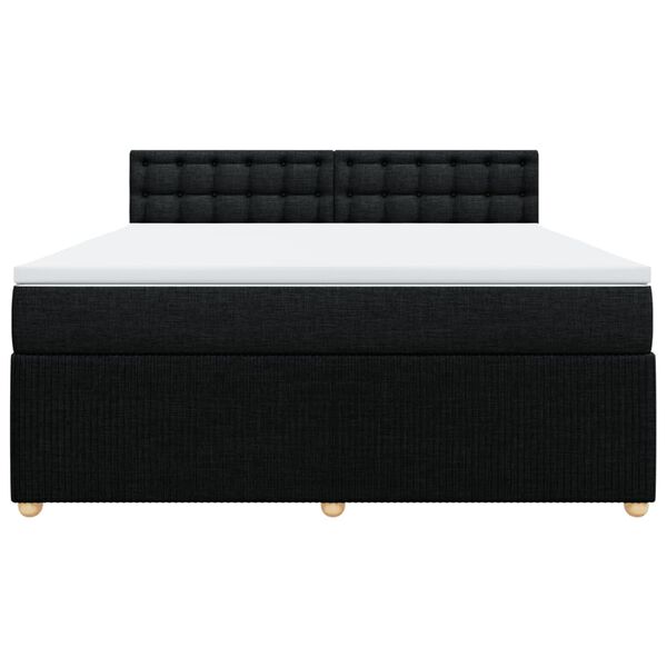 vidaXL Boxspringbett mit Matratze Schwarz 180x200 cm Stoff