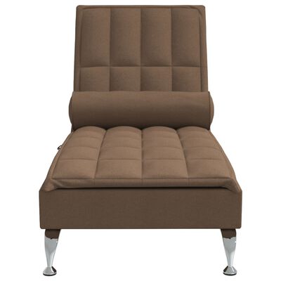 vidaXL Massage-Chaiselongue mit Nackenrolle Braun Stoff