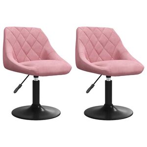 vidaXL Esszimmerst&uuml;hle 2 Stk. Drehbar Rosa Samt