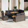 vidaXL 9-tlg. Garten-Sofagarnitur mit Kissen Grau Poly Rattan Akazie