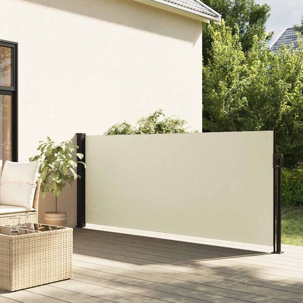 vidaXL Seitenmarkise Ausziehbar Creme 120x500 cm