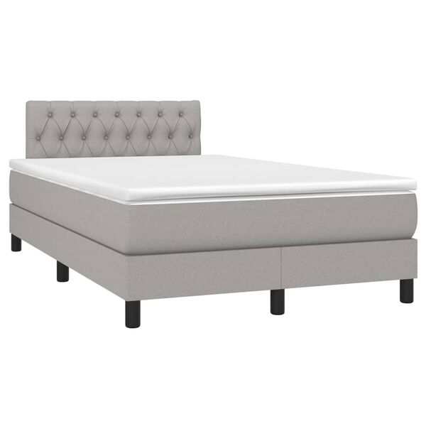 vidaXL Boxspringbett mit Matratze & LED Hellgrau 120x200 cm Stoff