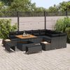 vidaXL Garten-Sofa-Set mit Kissen mit Speicher Schwarz Poly Rattan