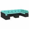 vidaXL Gartensofa-set 11 stk. Schwarz und T&uuml;rkis Poly-Rattan