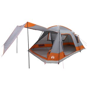 vidaXL H&uuml;tten-Zelt 12 Personen Grau und Orange Polyester und Stahl