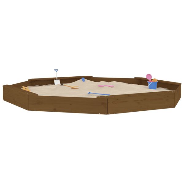 vidaXL Sandkasten mit Sitzen Honigbraun Achteck Massivholz Kiefer