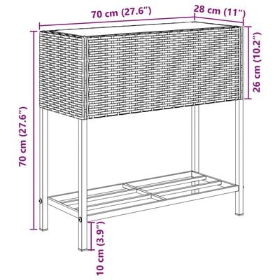 vidaXL Pflanzkübel mit Ablage Grau Poly Rattan