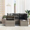 vidaXL Gartensofa-set mit Kissen 5 pcs Grau Poly-Rattan