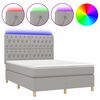 vidaXL Boxspringbett mit Matratze & LED Hellgrau 140x190 cm Stoff