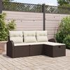 vidaXL Sofa Set mit Kissen 4 pcs Braun und Creme Poly-Rattan